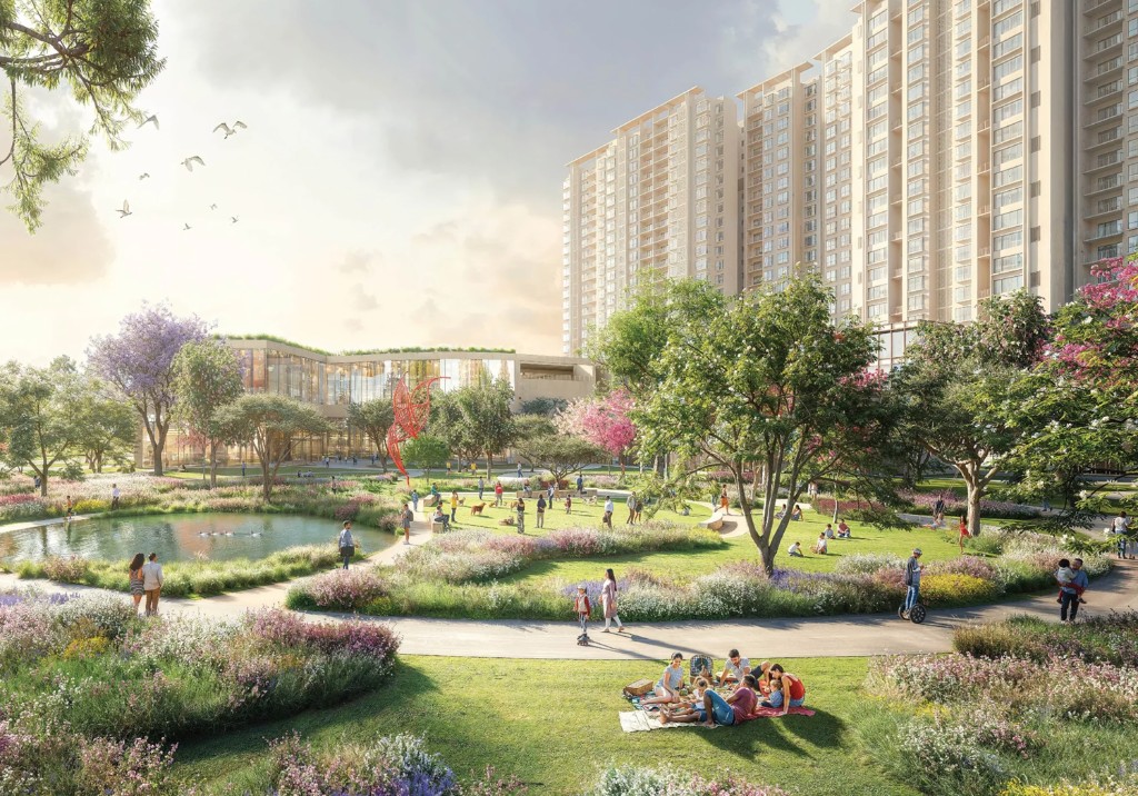 Landscaped park and open greens